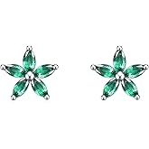 Rnivida 925 Sterling Silver Small Cz Flower Stud Earrings for Women, Hypoallergenic Dainty Cubic Zirconia Flower Earring for Sensitive Ears