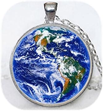 Earth necklace Earth jewelry Planet Earth necklace Planet pendant Space necklace Universe necklace (silver)