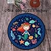 Wellgoods Bedroom Carpet Rug Round Rugs Carpets Cartoon Comic Carpet Play Mat Mermaid Princess Area Rugs -60cm /23.6 inches