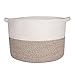 Cotton Rope Basket Size 20x20x15 in Blanket Basket by Bambiso Woven Fabric Storage Baskets Laundry Basket, Kids Toys Bin, Baby Nursery Organizer or Hamper, Living Room or Floor Decor Basket