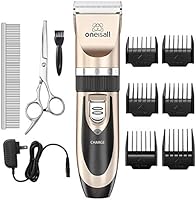 Pet Grooming Clipper Kits Low noise Oneisall Dog and Cat Rechargeable Cordless Electric Queit Clippers Set (Red)
