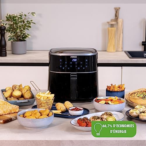 Friteuse à Air 6L XXL, Airfryer Numérique avec 6 Programmes, Écran Tactile LED, Économe en Énergie, Moins d’Huile, Revêtement Antiadhésif, 1500 W, 182244
