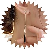 Zeshimb Long Teardrop Dangle Earrings Gold Black WaterDrop Earrings CZ Diamond Earring Studs Elegant Long Tassel Tear Drop Earrings Statement Earrings Bridal Jewelry for Women