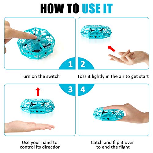 Hand Controlled Drone, Supkiir Mini Drone for Kids or Adults, Easy Indoor Helicopter Toy with 360°Rotating, LED Light, Auto-Sense Obstacles Flying Ball Drone for Boys and Girls...
