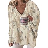 Women’s Oversized V-Neck Sweaters Long Sleeve Fuzzy Knit Warm 2025 Pullover Sweater Top