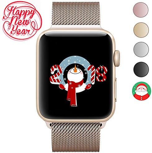 Apple Watch Band 38mm, AGUARA Mesh Loop Stainless Steel Strap with Magnetic Closure iWatch Band for Apple Watch Series 3&amp;2&amp;1, Sport and Edition (42mm Magnetic Closure, Milanese Loop - Retro Gold)