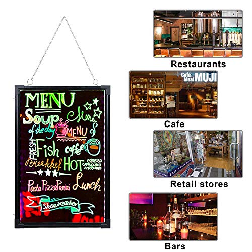 Slsy Illuminated LED Message Writing Board Erasable Neon Effect Menu Sign Board with 8 Fluorescent Makers,12Colors Flashing Modes,Remote Control Message Board (32''X24") - Thumbnail 3