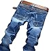YTD Mens Distressed Ripped Biker Slim Jeans Stretched Moto Denim Pants Blue