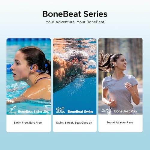 Luzglo Bone Conduction Headphones IP68 Waterproof Headphones for Swimming, Underwater Swimming Earbuds Silicone Bluetooth 5.4 Open-Ear 32GB MP3 for Running Cycling(BLACK)