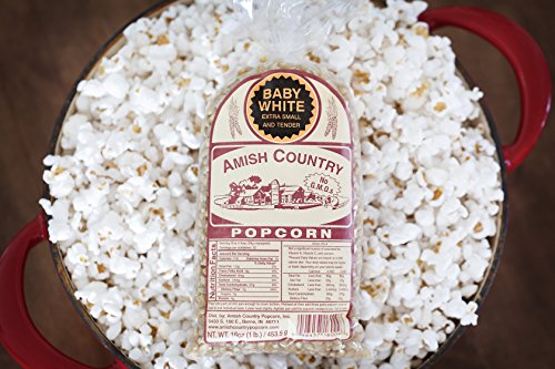 image for Amish Country Popcorn - Baby White- Small & Tender Popcorn with Recipe