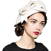 Vintage Bowknot Wool Felt French Beret with Veil Fascinator Pillbox Hats Cocktail Party Wedding Church Fedora