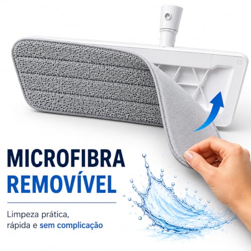Mop Spray com Reservatório de 600 ml e Refil de Microfibra 360°