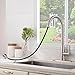 Friho Modern Commercial Lead-Free Stainless Steel Single Lever Handle High Arc Pull Down Sprayer Kitchen Sink Faucet,Brushed Nickel Pull Out Kitchen Faucets With Deck Plate