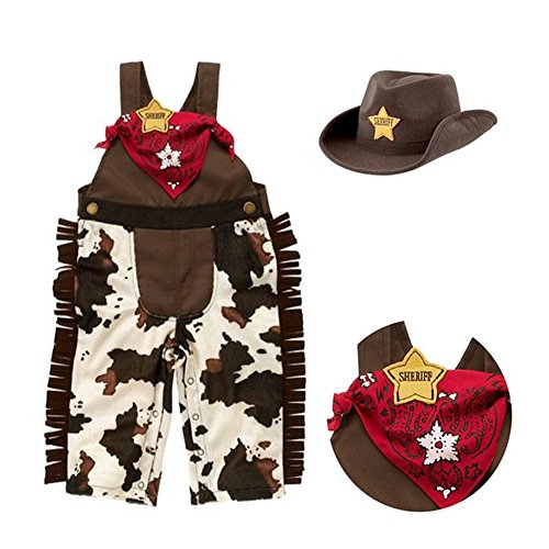 Carrillos Boy 3 pcs Sheriff Cowboy Overalls, Hat& Handkerchief