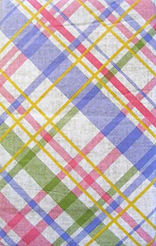 Easter Spring Vinyl Tablecloth Plaid Checkered Pastels (52" x 70")
