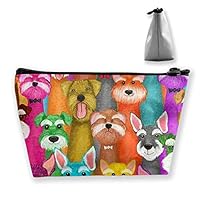 YOUNGSSDD Cosmetic Bag - Travel Toiletry Pouch Makeup with Zipper (Colorful Oil Cute Schnauzer Dogs)