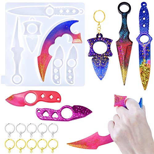 Palksky Self Defense Keychain Resin Mold, Silicone Anti-Wolf Ninja