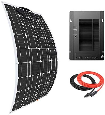 Giosolar Solar Panel 100W Flexible Solar Panel Kit Battery Charger Monocrystalline MPPT 40A 12/24V Charge Controller for Boat Caravan Off-Grid