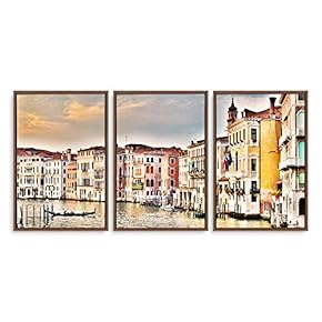 3 Piece Framed Canvas Wall Art for Living Room, Bedroom Italy City Landscape Canvas Prints for Modern Home Decoration Ready to Hang - 16"x24"x3 Panels