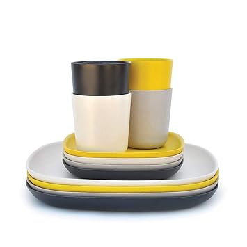 EKOBO Gusto Lunch-Set, 12-teilig, aus Bambus / Melamin, FSC-zertifiziert, BPA-frei, spülmaschinengeeignet
