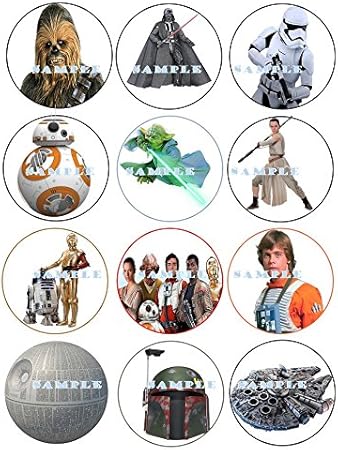 Amazon.com: STAR WARS : Edible birthday cupcake toppers premium