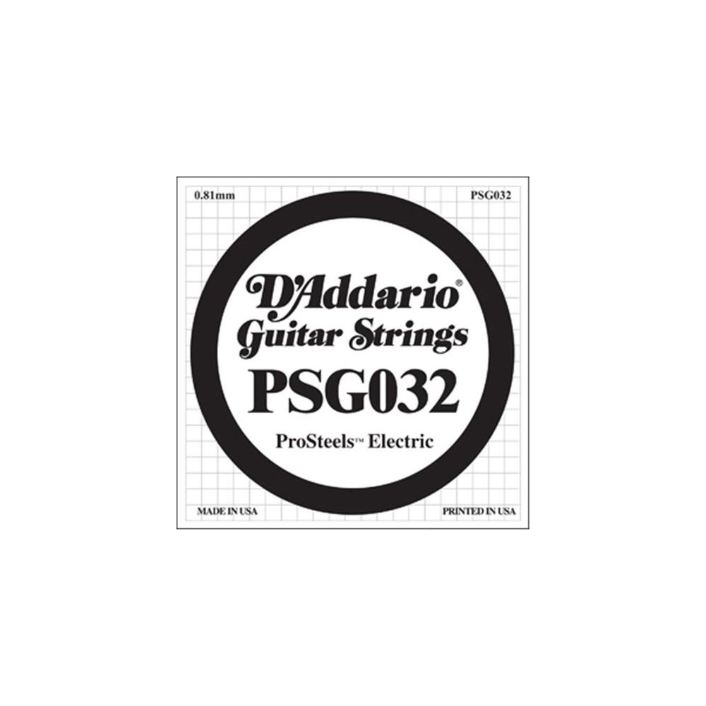 D'Addario PSG032 0.032 ProSteels Single String for Electric Guitar