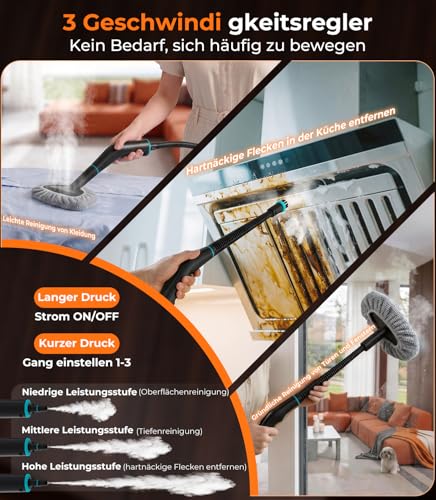 KYUT 16-in-1 Steam Cleaner, 80% Higher Cleaning Efficiency, Industry Leader No. 1, Handheld Steam Cleaner, Triple Safety Protection, 6 Certificates of Compliance, 1.8 L Tank for Household, Kitchen and