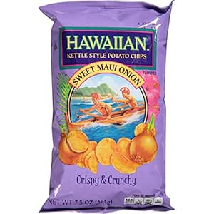 Hawaiian Kettle Style Potato Chips Sweet Maui Onion 7 5 Ounce