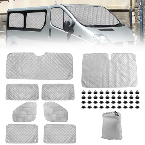 Car Thermal Mat Replacement for Renault Trafic SWB 2001-2014 8 Pieces Sun Protection Windscreen Replacement for Opel Vivaro SWB 2001-2014, Foldable Sun Visor Set