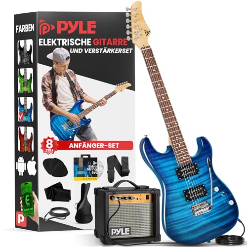 Pyle E-Gitarre mit Verstärker – E Guitar für Anfänger & Fortgeschrittene – Elektrische Gitarre Set inkl. Tasche, Kabel, Stimmgerät, Ersatzsaiten, Schu