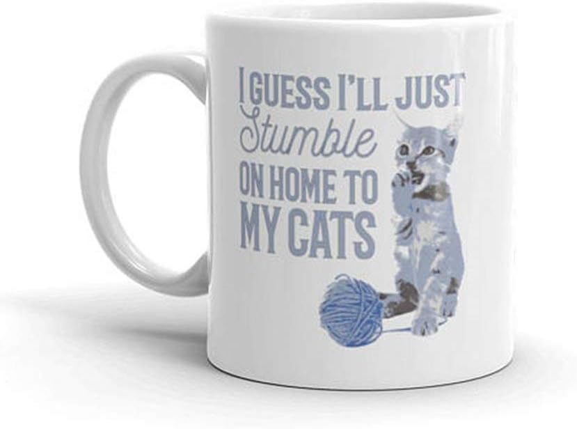 AntonioKe75 Cat Lady Mug, I Guess I'll Just Stumble On Home to My Cats Mug, Cat Mom Gift, Taylor Swift Fan Art, Introvert Mug, Antisocial Mug, Cute Cat, Ceramic Cup 11Oz