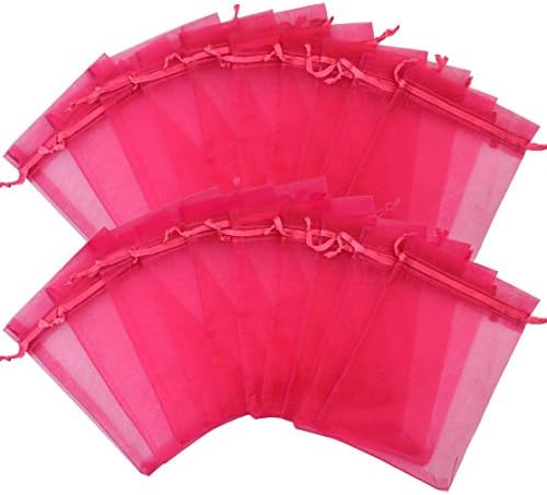 100pcs Organza Bags-Tojwi 3.94"x5.91" Drawstring Pouches Jewelry Candy Gift Favor Bag for Party Wedding Storage Bags(10x15cm, Rose)