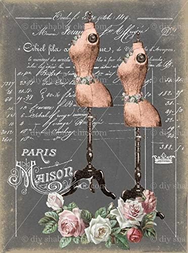Furniture Wood Decal Image Transfer Vintage Antique Labels Flower Vnitage Corset DIY (Decal, A7-2.9 x 4.1 Inches)