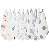 norinori Baby Msulin Washcloths Newborn Face Towel - Baby Muslin Burp Cloths 10Pack Soft Absorbent Natural Cotton Wash Towel 10"X10" Baby Bath Towels Wipes Baby Registry as Shower