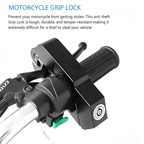 ALLOMN Motorcycle Grip Lock Security Throttle / Brake / Handlebar Locks One Push to Lock for Bike Scooter Moped ATV, Black