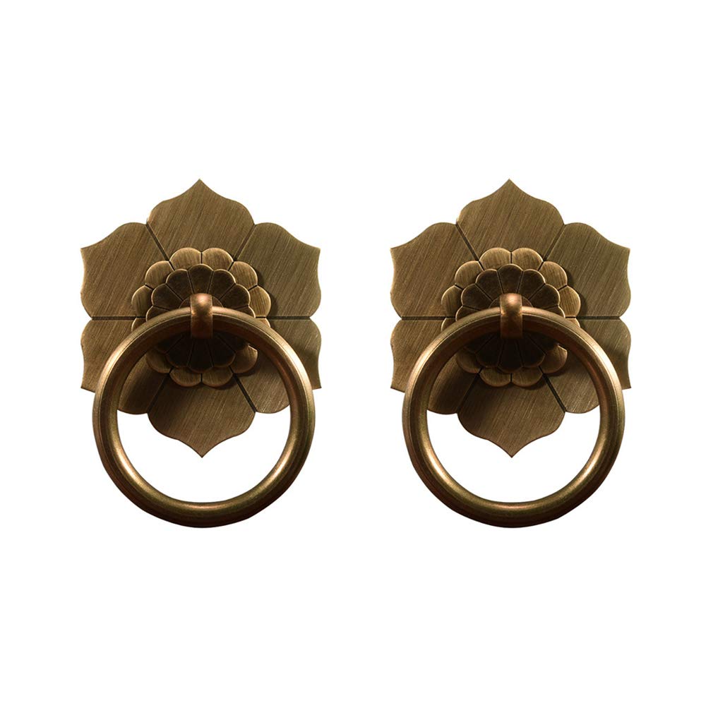 Tiazza 2Pcs Antique Brass Ring Pulls Handle Kitchen Cabinets Wardrobe Drawer Vintage Furniture Hardware Retro Style Pull Ring (Antique Bronze)