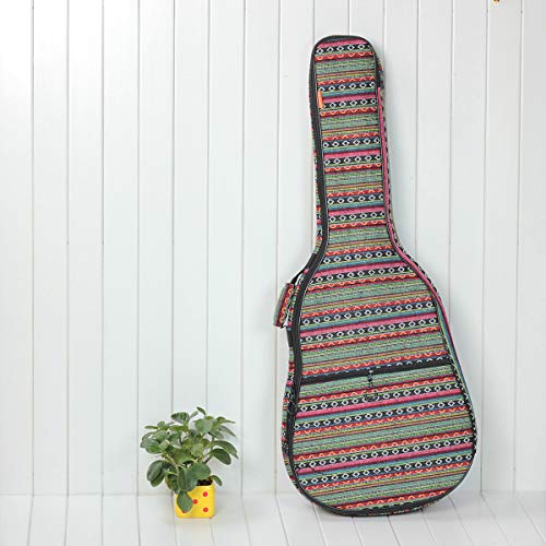 ZHRUNS Guitar Bag Bohemian Acoustic Guitar Case Soft Foam Padded 40/41 Inch Guitar Gig Gag Backpack with Neck Protector Pillow Pad,Dual Shoulder Strap&pocket (Green pattern)