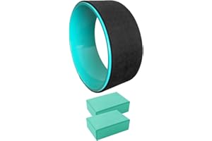 DreamHigh Non Slip Durable TPE - Eco-Friendly Yoga Wheel with 2pcs Yoga Foam Blocks
