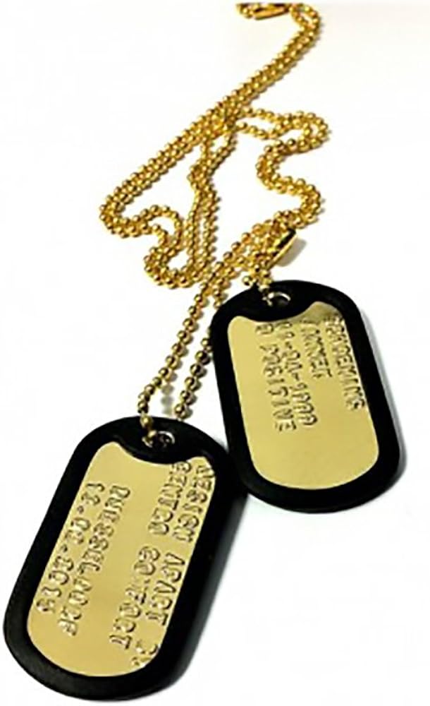 gold photo dog tags