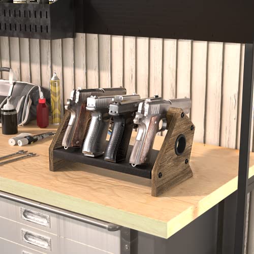 J JACKCUBE DESIGN Rustic Gun Rack for Pistol & Handgun, Wooden Gun