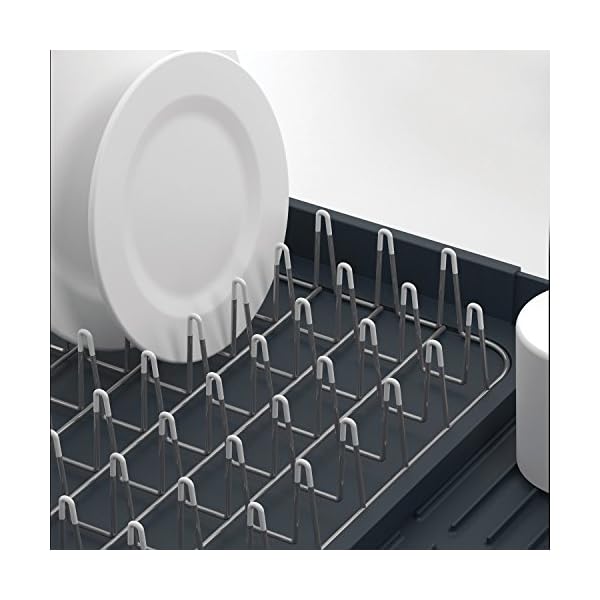 Joseph-Joseph-Extend-Expandable-Dish-Rack-Grey-Metal Joseph Joseph Extend Expandable Dish Drainer Rack with Removable Cutlery Holder Swivel Draining Spout - Grey