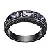 JunXin 6MM Unisex-adult European Wedding Band Ring Black Gold Plated Purple Stone Sz5-12