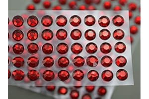 ALLSTARCO 8mm SS40 Red Self Adhesive Acrylic Rhinestones Plastic Face Gems Stick On Body Jewels for DIY Cards and Invitations Crafts Bling Sticker - 5 Sheets - 250PCS