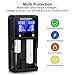 LCD Smart Battery Charger, Universal Battery Charger with Individual High-speed Charging for AA AAA NiMH NiCd 18650 26650 22650 18490 18350 17670 17500 16340 14500 10440 Li-ion Batteries (2 slot)