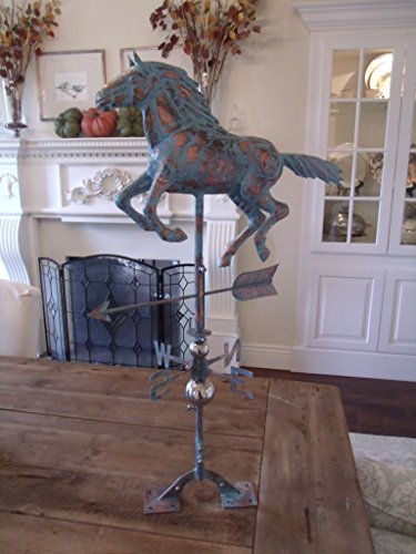 Furniture Barn USA Large Handcrafted 3D 3- Dimensional Running Horse Weathervane Copper Patina Finish
