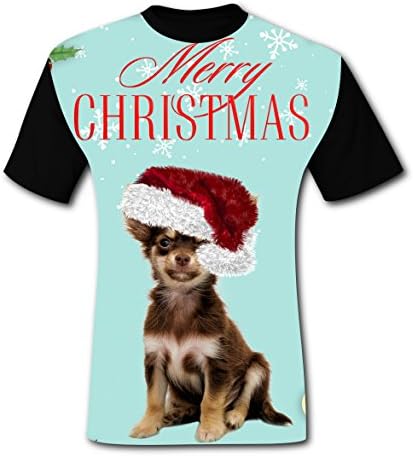 The mighty Men's Various Christmas-Dog-In-Hat Short Sleeve Tshirts Tee For Men Black XL