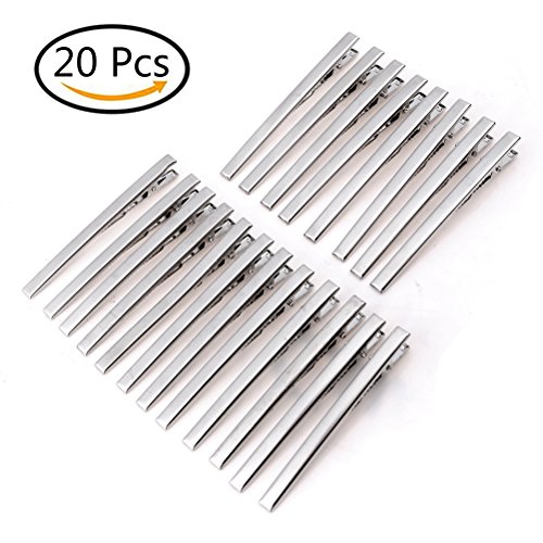 Haodeba 20 Pcs Premium Sturdy Stainless Steel Alligator Hair Clips Hair Pins Silver 8cm/3 Inch