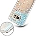 Galaxy S7 Edge Case, Wuloo Samsung Galaxy S7 Edge Hard Case Fashion Creative Design Flowing Liquid Floating Luxury Bling Glitter Sparkle Love Heart Hard Case for Girls Children (Blue-)