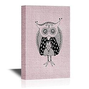 Canvas Wall Art - Ethnic Style Owl with Floral Pattern - Gallery Wrap Modern Home Art | Ready to Hang - 12x18 inches