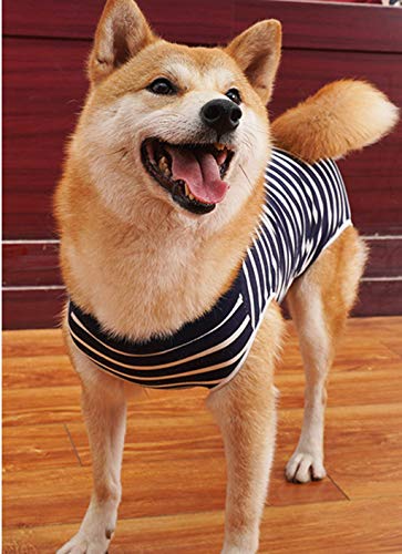 Smdoxi New Soft Dog Surgical Gown Recovery Injured pet Striped Simple Jacket Suit Dog Shirt Vest - Thumbnail 3